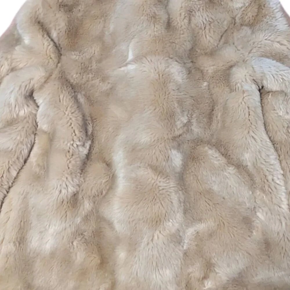 Vintage Faux Fur Long Jacket Winter Coat Mink Mob Wife Zip Scarface‎ Going Out